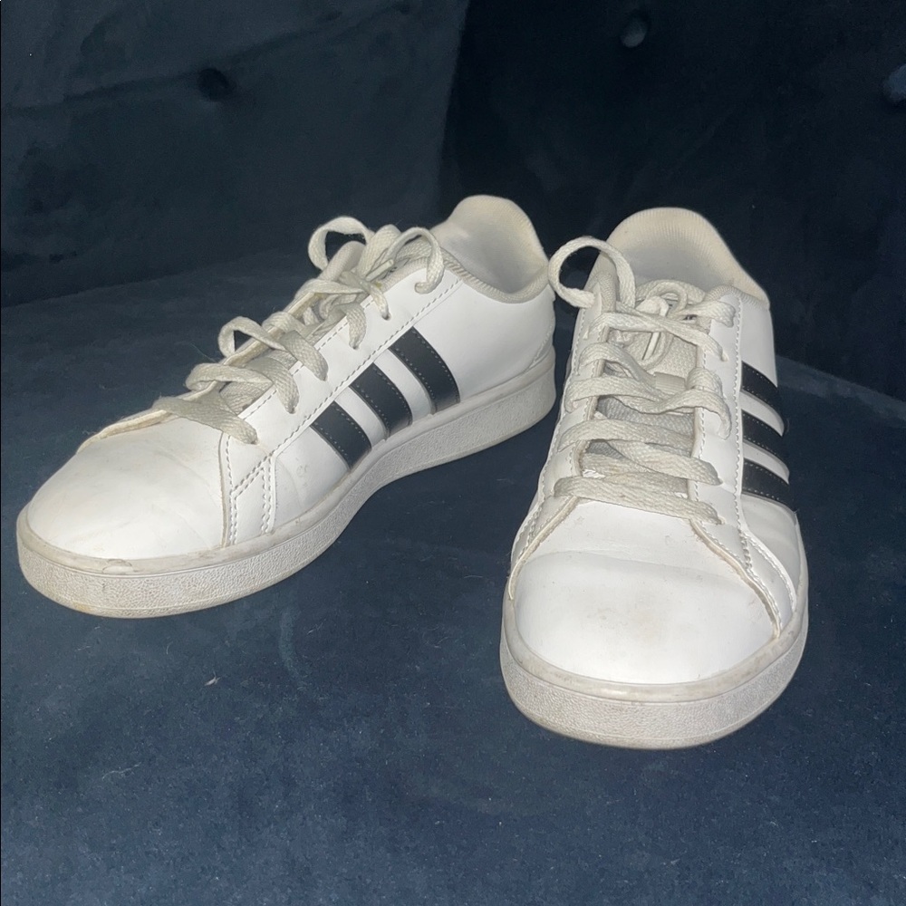 Adidas White Sneakers with Black Accents